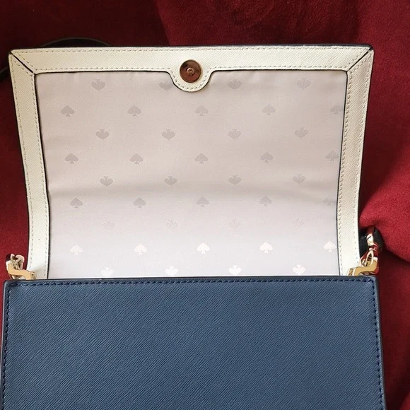 NEW Kate Spade Cameron Lavender /Navy and White Bag /Crossbody  EC - Picture 11 of 16
